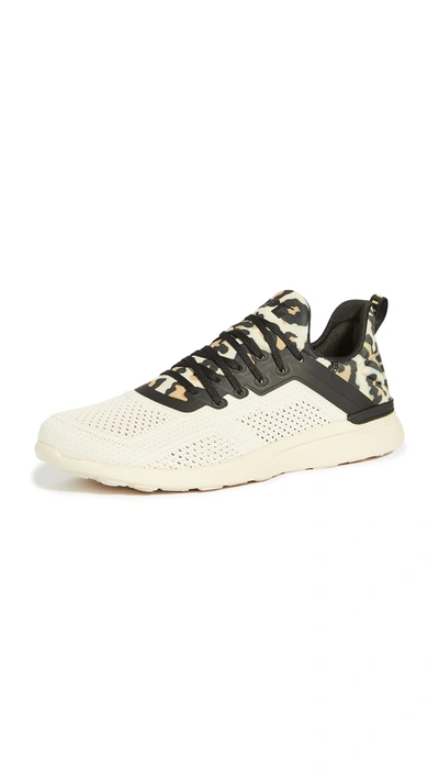 Apl Athletic Propulsion Labs Techloom Tracer Running Sneakers In Parchment/black/leopard