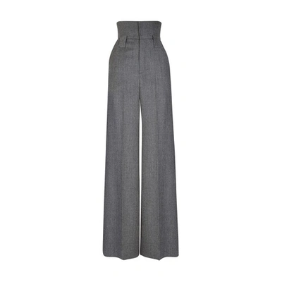 Fendi High-waisted Wool Trousers In Drum