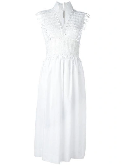Ermanno Scervino Pleated Detail Flared Dress In White