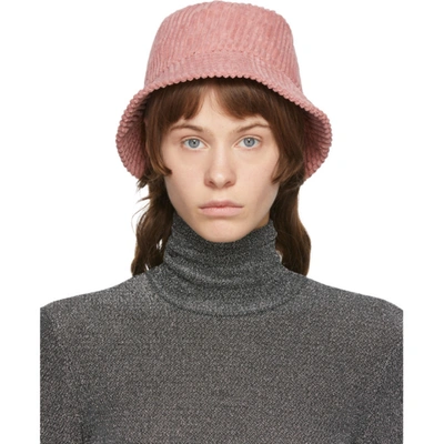 Isabel Marant Ribbed Logo Embroidered Bucket Hat In Pink