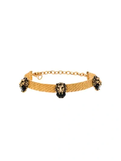 Gucci Gold Tone Lion Head Choker Necklace