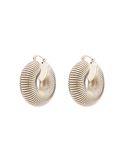 Jil Sander Gold Tone Snail Wide Hoop Earrings In Metallic