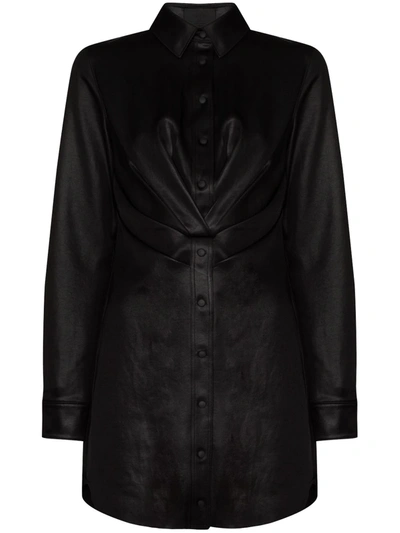 Rta Vivienne Faux Leather Button-down Dress In Black