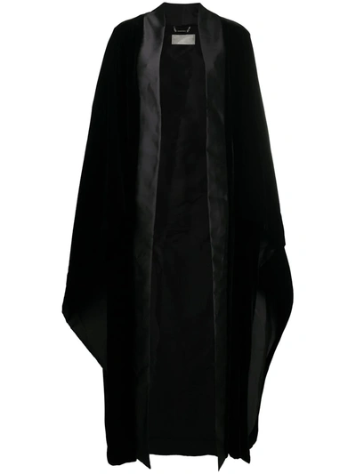 Alberta Ferretti Long Cape Coat In Black