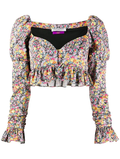 Philosophy Di Lorenzo Serafini Floral Print Cropped Top In Black