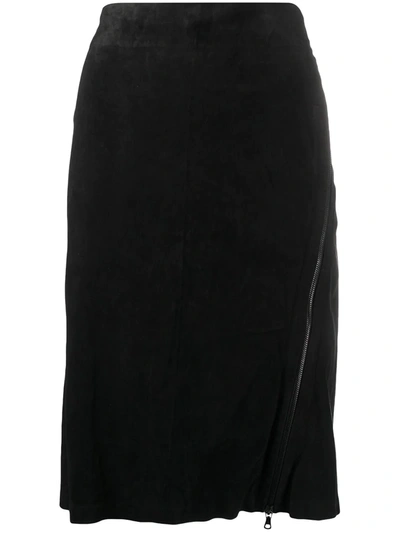 Isaac Sellam Experience High-rise Suede Pencil Skirt In Black