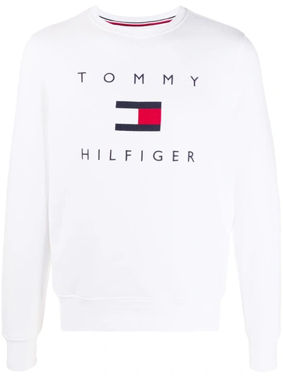 Tommy Hilfiger Logo Print Sweatshirt In White