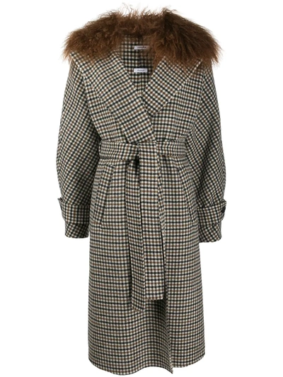 P.a.r.o.s.h Plaid Belted Coat In Brown