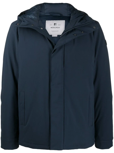 Woolrich Hooded Zipped Parka In Blue