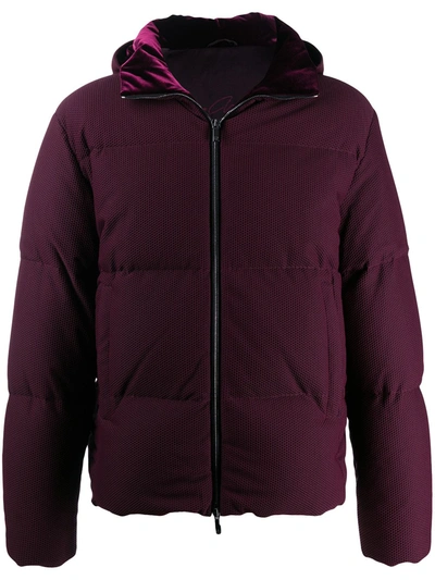 Giorgio Armani Hooded Padded Jacket In Red