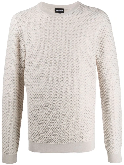 Giorgio Armani Textured Long-sleeve Sweatshirt In Sand