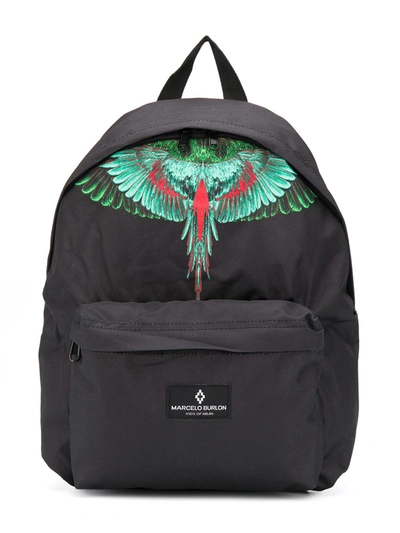 Marcelo Burlon County Of Milan Kids' Feather Print Backpack In Black