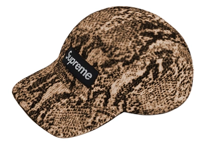 Pre-owned Supreme  Snakeskin Corduroy Camp Cap Tan