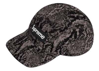 Pre-owned Supreme  Snakeskin Corduroy Camp Cap Black