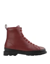Camper Ankle Boots In Maroon