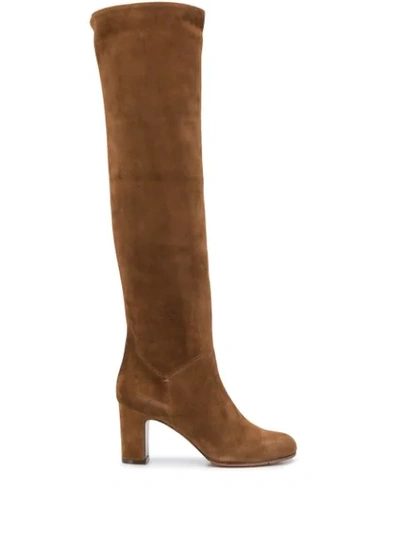 L'autre Chose Knee-length Block Heel Boots In Brown