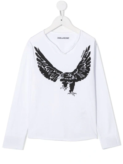 Zadig & Voltaire Kids' Graphic Print Long-sleeve Top In White