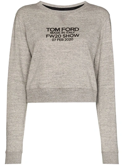 Tom Ford Logo-print Long-sleeve Sweatshirt In Grey