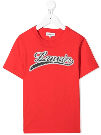 Lanvin Enfant Kids' Logo-print Short-sleeves T-shirt In Red