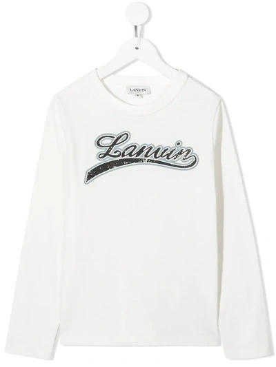 Lanvin Enfant Kids' Logo-print Long-sleeved T-shirt In White