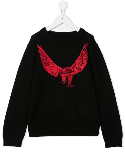 Zadig & Voltaire Kids' Embroidered Long-sleeve Jumper In Black