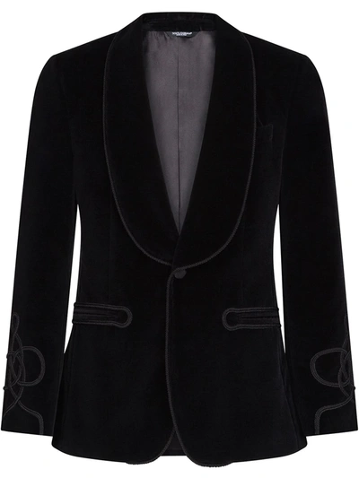 Dolce & Gabbana Single-breasted Tailored Tuxedo Blazer In Black