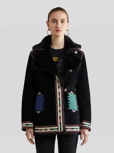 Etro Morgan Sheepskin Jacket With Embroidery In Black