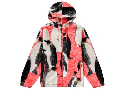 Pre-owned Supreme  Penguins Hooded Fleece Jacket Pink
