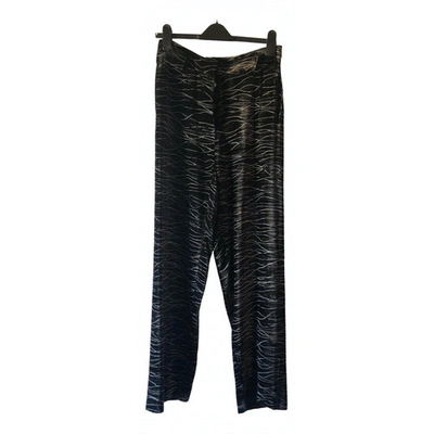 Pre-owned Emporio Armani Velvet Straight Pants In Black