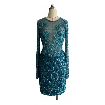 Pre-owned J Mendel Glitter Mini Dress In Blue