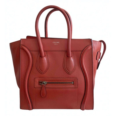 Pre-owned Celine Luggage Leather Handbag In Orange
