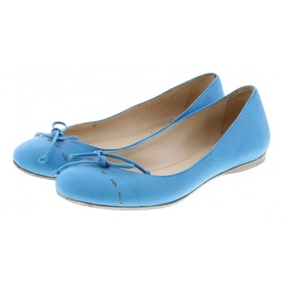 Pre-owned Fendi Blue Leather Ballet Flats