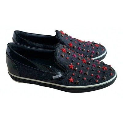 Pre-owned Jimmy Choo Cloth Trainers In Navy