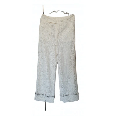 Pre-owned Ganni Trousers In White