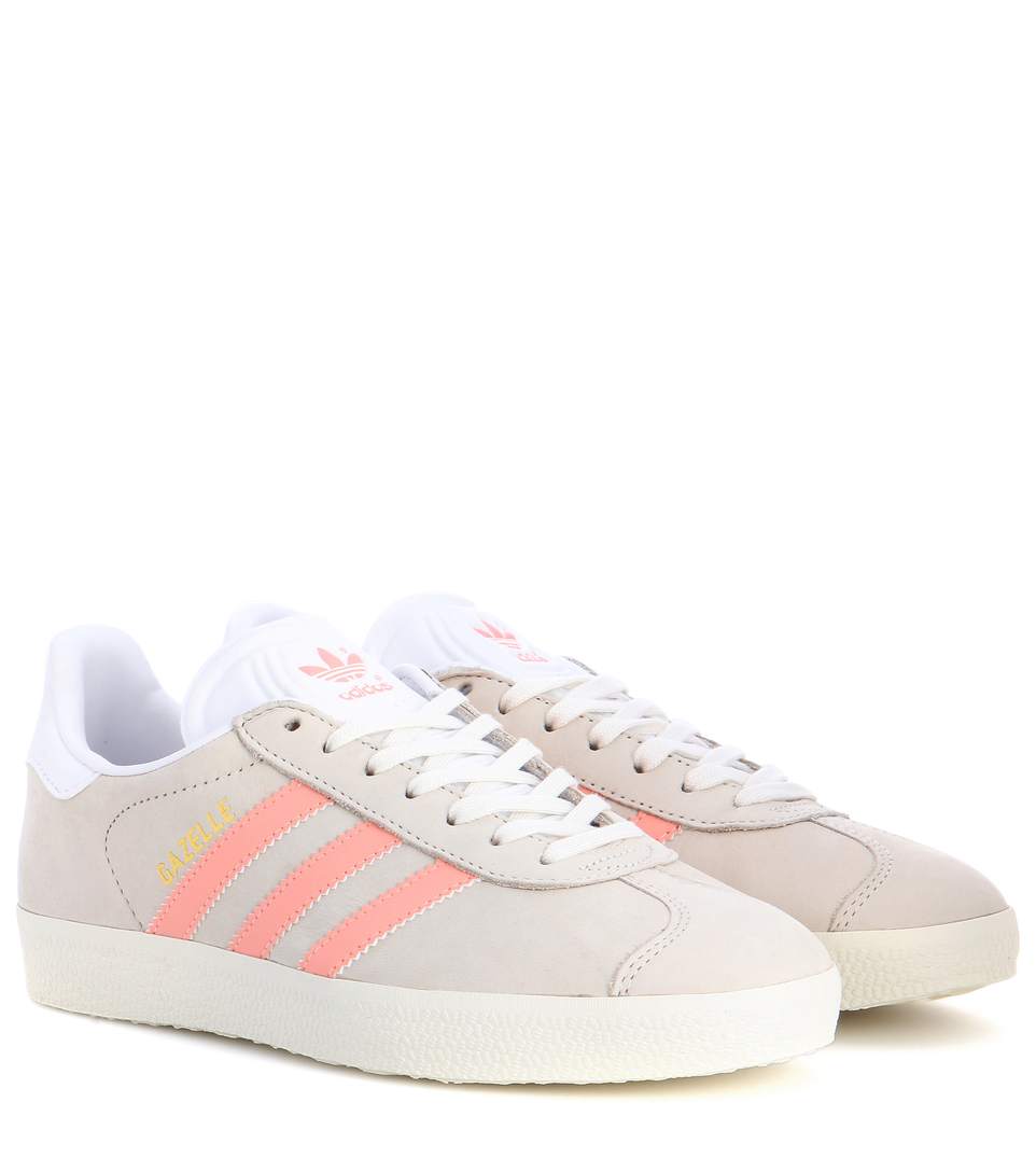 Adidas Originals Gazelle Leather-trimmed Nubuck Sneakers In Chalk White ...