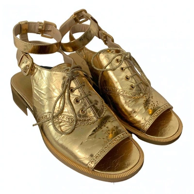 Pre-owned Chanel Leather Lace Ups In Gold