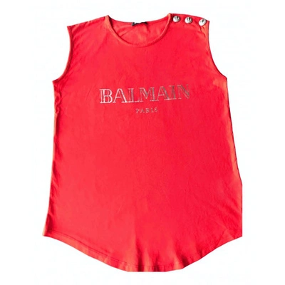 Pre-owned Balmain Red Cotton Top