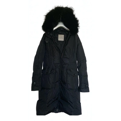 Pre-owned Moncler Fur Hood Puffer In Black
