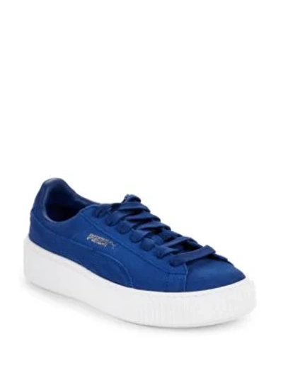 Puma Leather Lace-up Sneakers In Blue