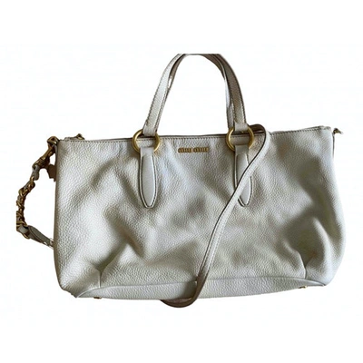 Pre-owned Miu Miu Leather Handbag In Ecru