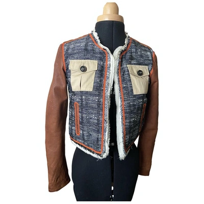 Pre-owned Dsquared2 Leather Short Vest In Brown
