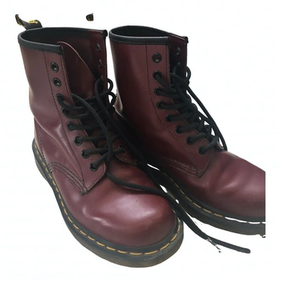 Pre-owned Dr. Martens' Ankle Boots In Burgundy