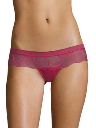 La Perla Lace-panel Low-waist Hipsters In Pink