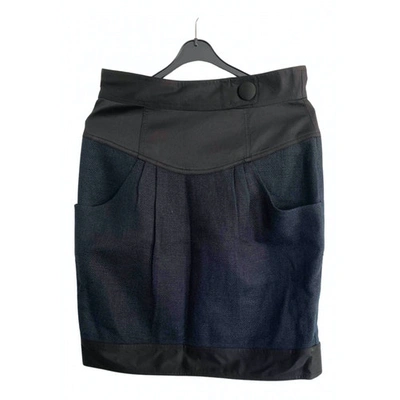 Pre-owned Nanette Lepore Linen Mini Skirt In Blue