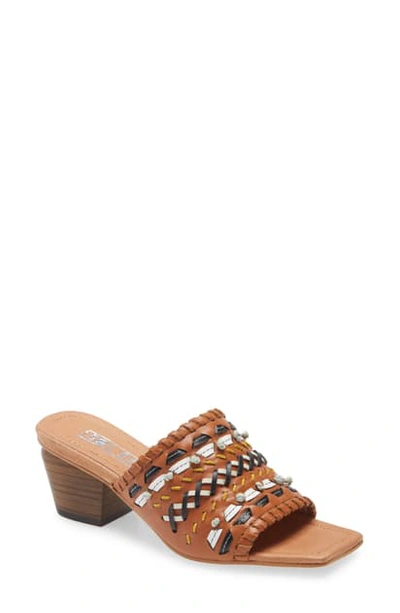 Sol Sana Palma Block Heel Sandal In Tan Stitch Leather