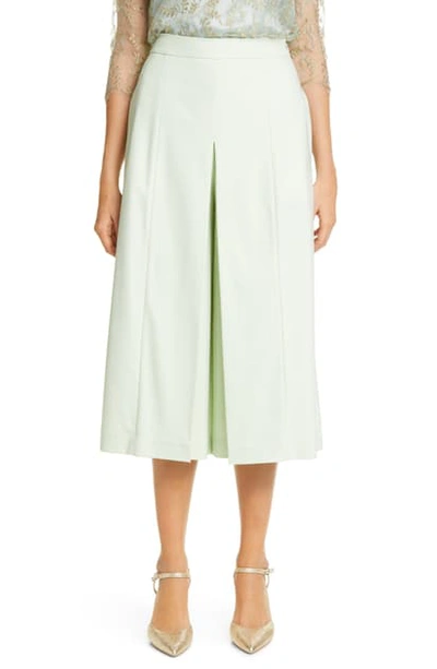 Adam Lippes Pleated Tropical Stretch Wool Culottes In Pistachio