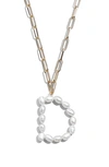 Baublebar Blair Hera Genuine Pearl Initial Pendant Necklace In Pearl D