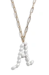 Baublebar Blair Hera Genuine Pearl Initial Pendant Necklace In Pearl A