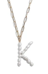 Baublebar Blair Hera Genuine Pearl Initial Pendant Necklace In Pearl K