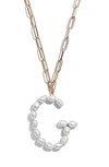 Baublebar Blair Hera Genuine Pearl Initial Pendant Necklace In Pearl G